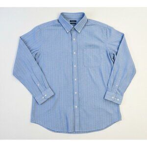 Arrow Dover Oxford Shirt Men 2XLT Blue Gray Stripe Big & Tall Button Down Modern